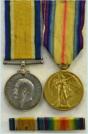 Groot-Brittanni: Set British War Medal en Victory Medal WO1. Beide op naam van: 350816 Pte. L. Boardman, Durham Light Infantry. Enlisted 04-12-1915, discharged 20-08-1918 (wounds). Inclusief batonspang. Prijs: .95,-