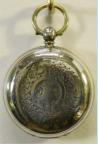 Zilveren zakhorloge met uurwerk met snek en ketting. Sleutelopwinding. Maker: J. Burr, Bedford. Zilverkeuren: London, 1888. Prijs: .275,-