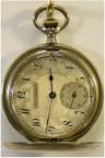 Zilveren savonnet zakhorloge. System Glash�tte. Verzilverde wijzerplaat. Circa 1930. Prijs: �.375,-
