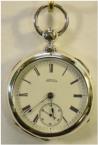Zilveren zakhorloge met sleutelopwinding. Maker: American Watch Co. Waltham, Mass. Circa 1882. Prijs: �.595,- 