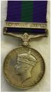 Groot-Brittanni�: General Service Medal 1918-1962. Ingesteld 1923. Zilver. Met gesp 'Palestine 1945-1948'. Op naam van: 4612114 Sjt. H. Simms D.W.R. (Duke of Wellington's Regiment). Prijs: �.145,-